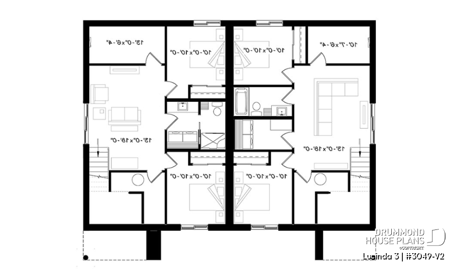 Basement - Very stylish modern duplex plan with 3 bedrooms, 2 baths, living room, family room and affordable construction - Lucinda 3