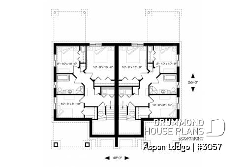 Basement - Split entry duplex house plan, great main floor open concept, pantry, kitchen island, 3 beds, 1.5 baths - Aspen Lodge