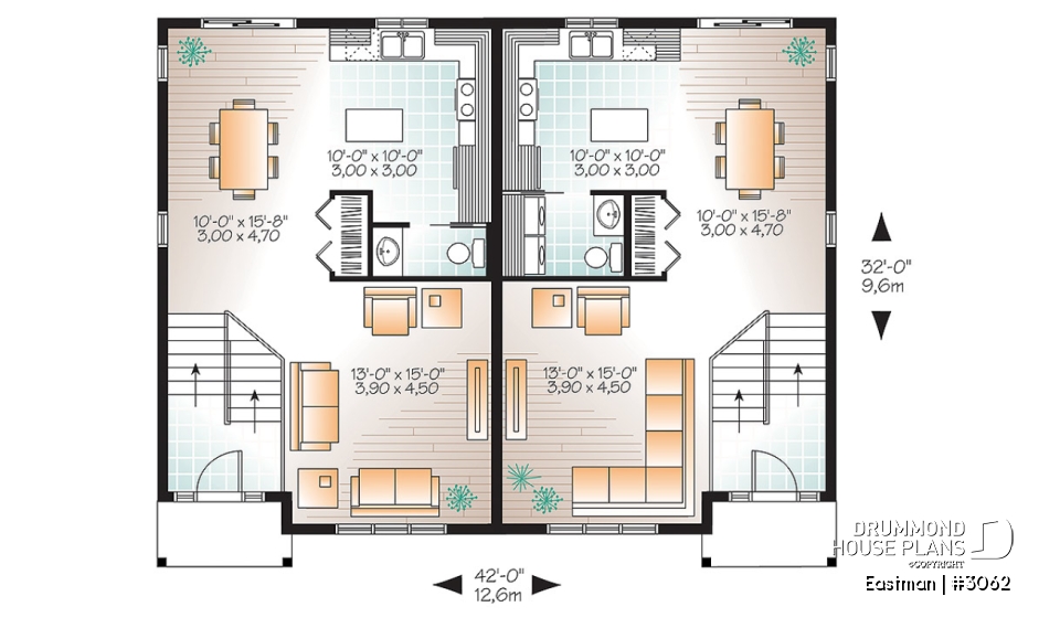 1st level - Country style multi-family home, 2 to 3 bedroom option, small and affordable - Eastman