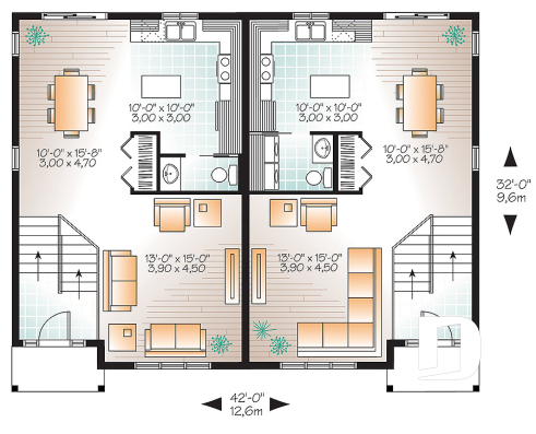 1st level - Country style multi-family home, 2 to 3 bedroom option, small and affordable - Eastman