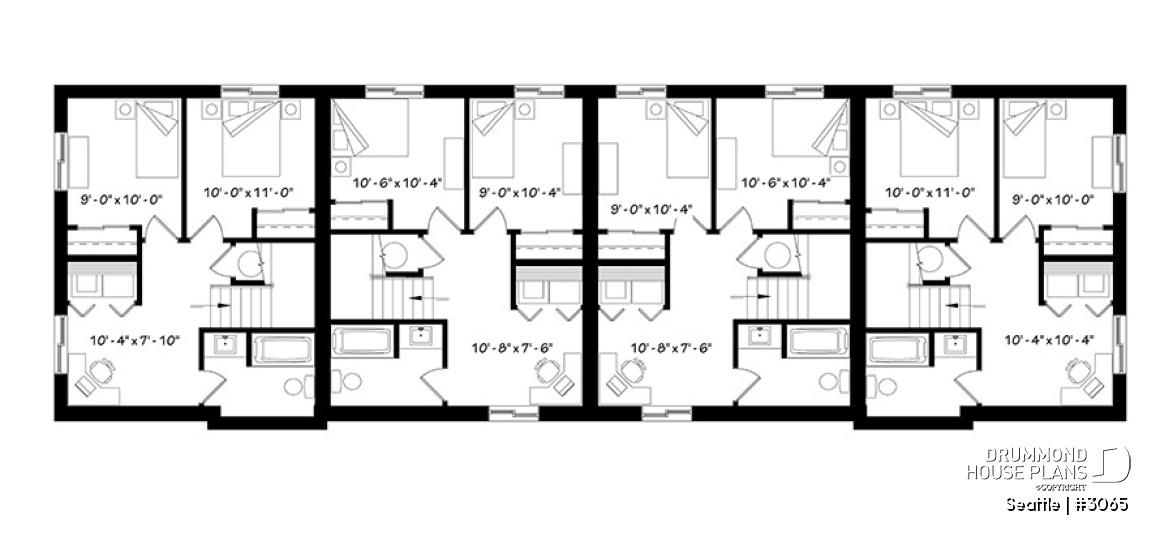Basement - 4 unit multi plex plan, 3 to 4 bedroom, cathedral ceiling, two-sided fireplace, various kitchen design options - Seattle