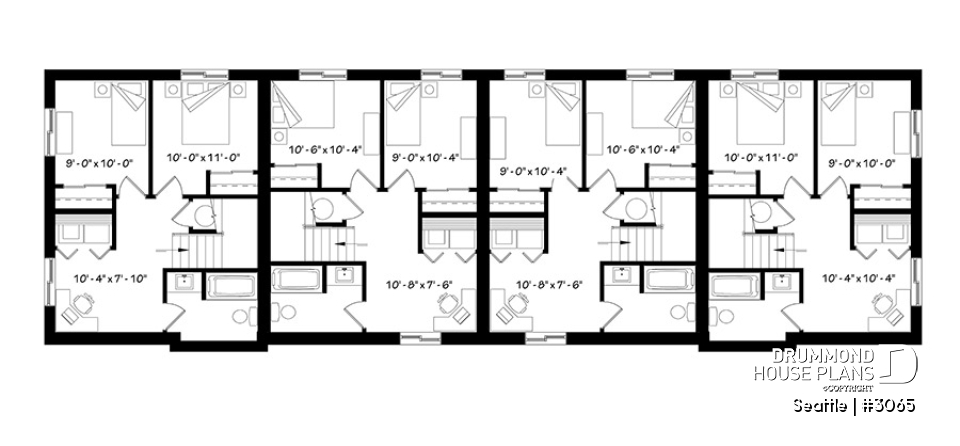 Basement - 4 unit multi plex plan, 3 to 4 bedroom, cathedral ceiling, two-sided fireplace, various kitchen design options - Seattle
