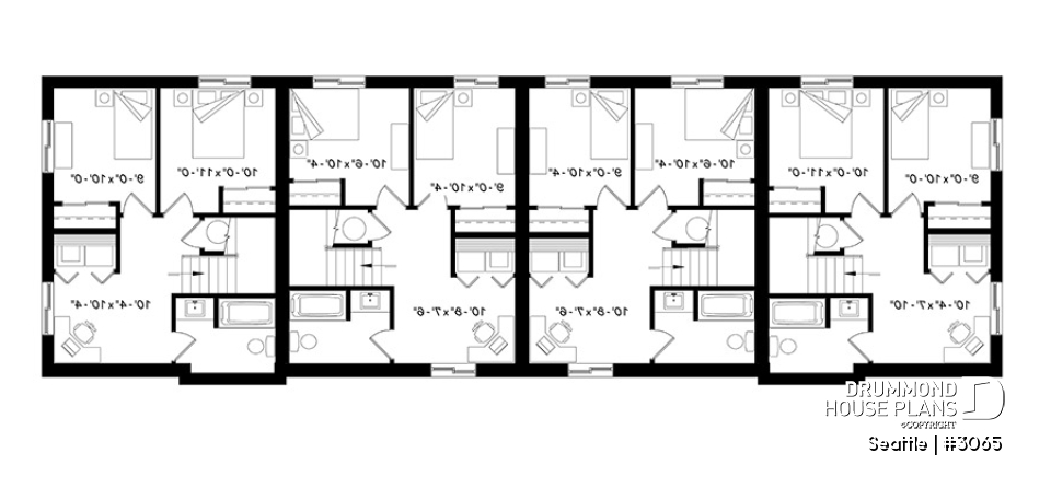 Basement - 4 unit multi plex plan, 3 to 4 bedroom, cathedral ceiling, two-sided fireplace, various kitchen design options - Seattle