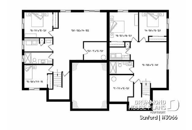 Basement - Modern duplex house plan with 2 to 4 bedrooms per unit, 2 living rooms, 2 bathrooms, laundry room and more! - Sanford