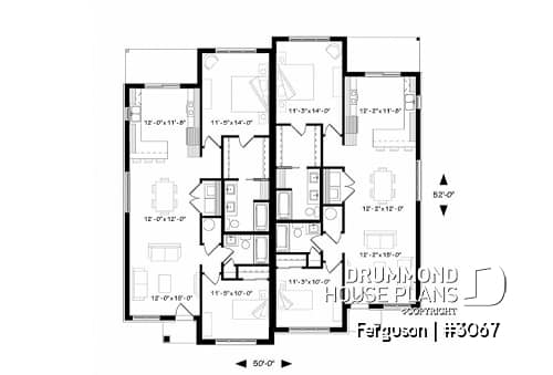 1st level - Duplex plan with large master suite, open floor plan kitchen, dining and living room, guest bedroom with bath - Ferguson