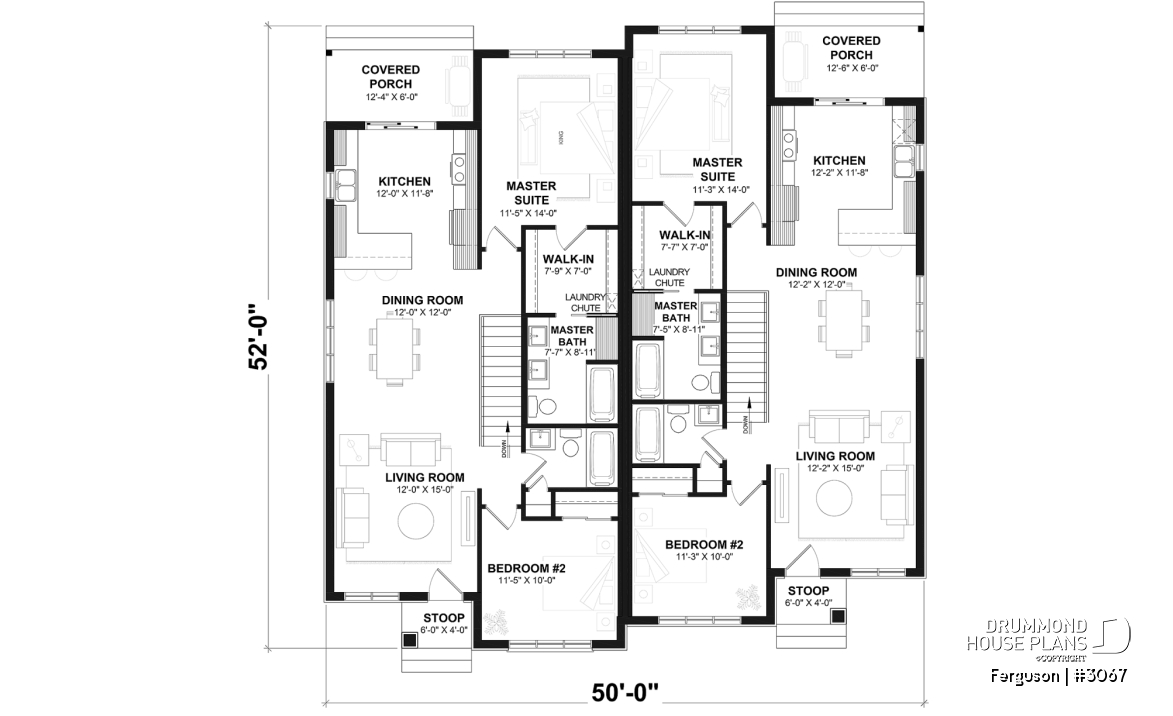 1st level (Optional $) - Duplex plan with large master suite, open floor plan kitchen, dining and living room, guest bedroom with bath - Ferguson