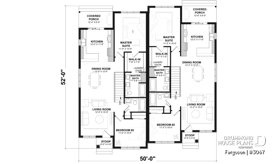 1st level (Optional $) - Duplex plan with large master suite, open floor plan kitchen, dining and living room, guest bedroom with bath - Ferguson