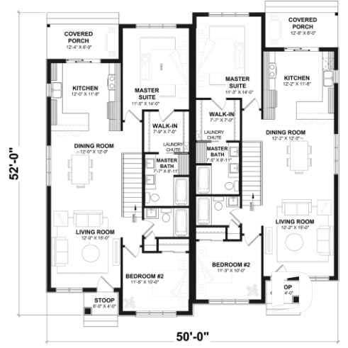 1st level (Optional $) - Duplex plan with large master suite, open floor plan kitchen, dining and living room, guest bedroom with bath - Ferguson