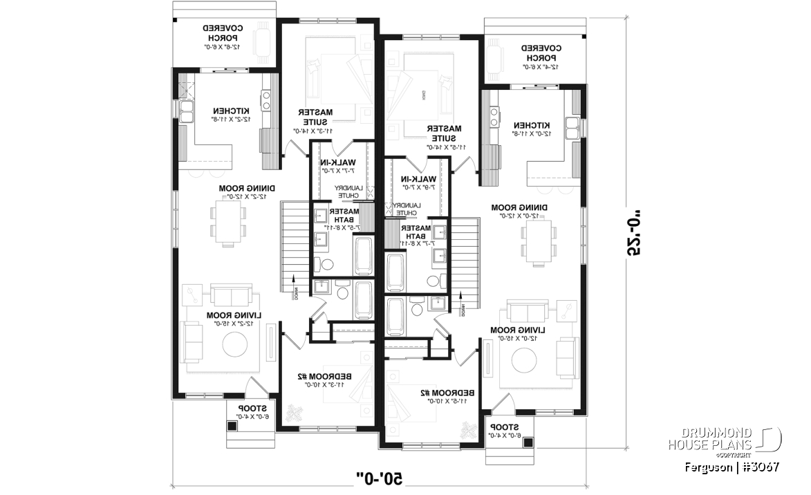 1st level (Optional $) - Duplex plan with large master suite, open floor plan kitchen, dining and living room, guest bedroom with bath - Ferguson