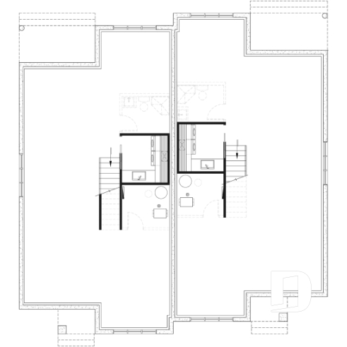 Unfinished basement (Optional $) - Duplex plan with large master suite, open floor plan kitchen, dining and living room, guest bedroom with bath - Ferguson