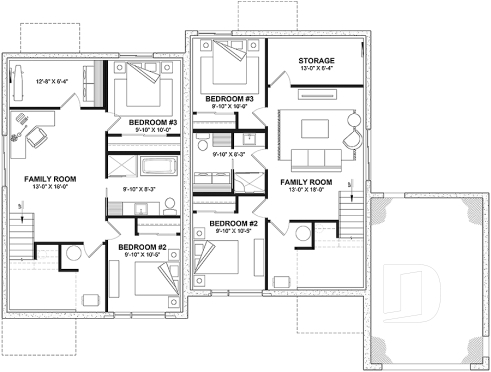 Finished basement (Optional $) - Modern duplex plan, 1 to 3 beds, 2 bathrooms per unit, optional finished basement ($), garage on left side - Paris