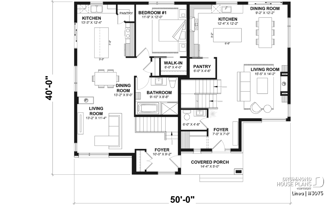 1st level - Contemporary two-story multi-generational plan combining style, comfort and family living - Linea