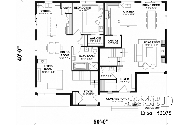 1st level - Contemporary two-story multi-generational plan combining style, comfort and family living - Linea