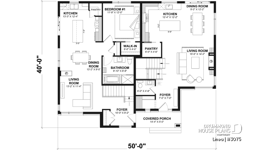 1st level - Contemporary two-story multi-generational plan combining style, comfort and family living - Linea