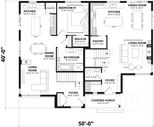 1st level - Contemporary two-story multi-generational plan combining style, comfort and family living - Linea