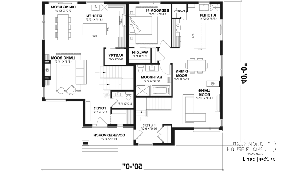 1st level - Contemporary two-story multi-generational plan combining style, comfort and family living - Linea