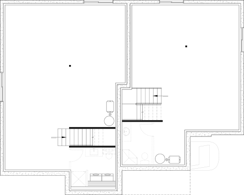 Unfinished basement - Contemporary two-story multi-generational plan combining style, comfort and family living - Linea