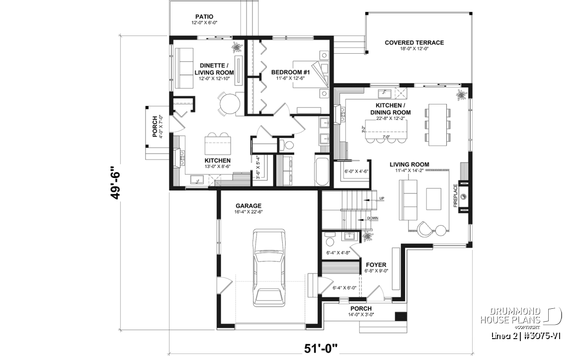 1st level - Contemporary Multigenerational House Plan with Private In-law Suite, 4-5 Bedrooms, Optional Finished Basement - Linea 2