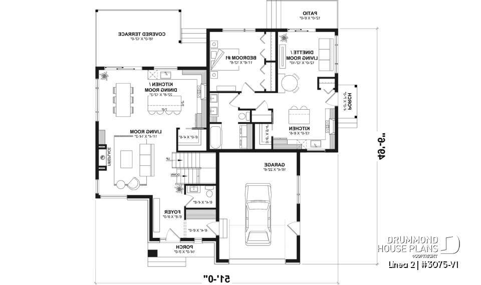1st level - Contemporary Multigenerational House Plan with Private In-law Suite, 4-5 Bedrooms, Optional Finished Basement - Linea 2