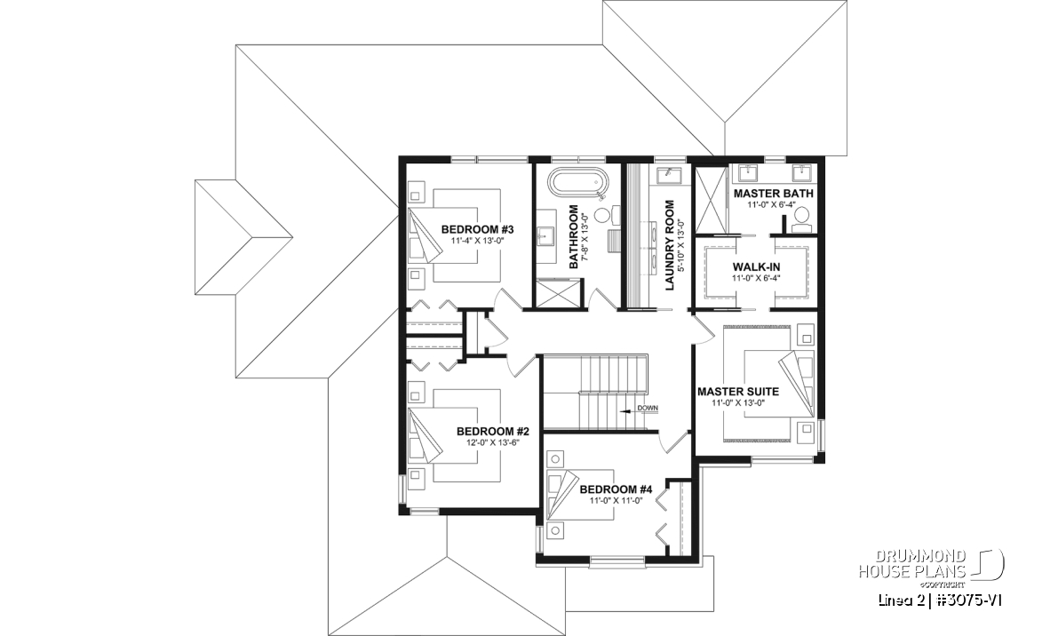 2nd level - Contemporary Multigenerational House Plan with Private In-law Suite, 4-5 Bedrooms, Optional Finished Basement - Linea 2