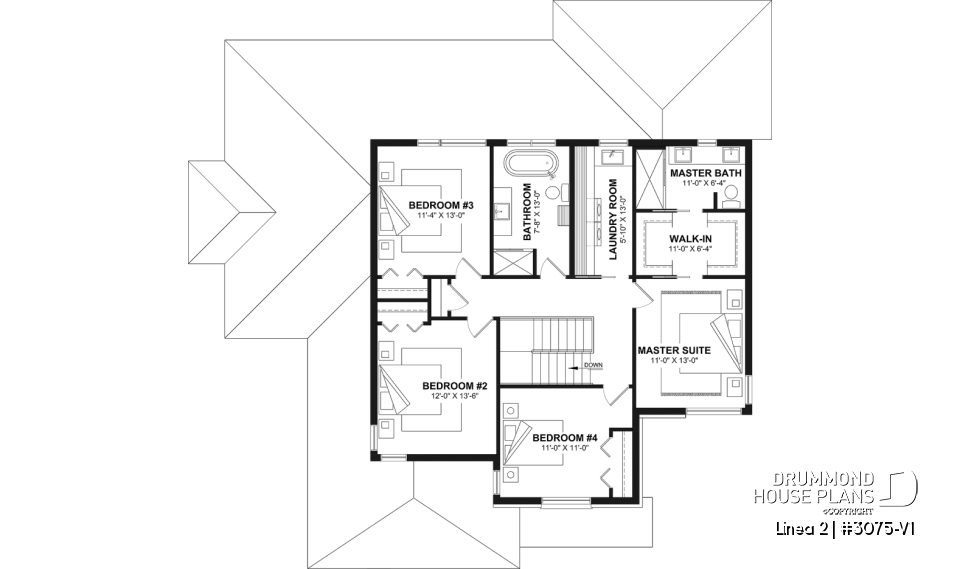 2nd level - Contemporary Multigenerational House Plan with Private In-law Suite, 4-5 Bedrooms, Optional Finished Basement - Linea 2