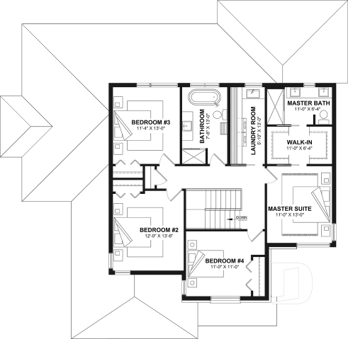 2nd level - Contemporary Multigenerational House Plan with Private In-law Suite, 4-5 Bedrooms, Optional Finished Basement - Linea 2