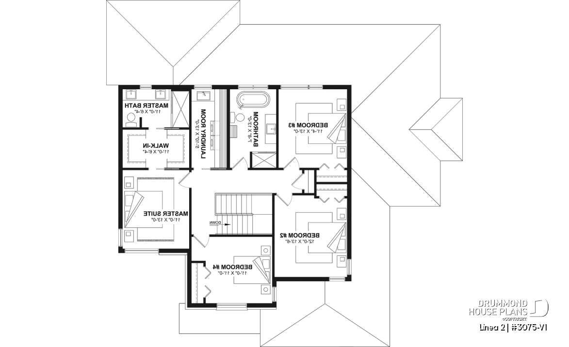 2nd level - Contemporary Multigenerational House Plan with Private In-law Suite, 4-5 Bedrooms, Optional Finished Basement - Linea 2