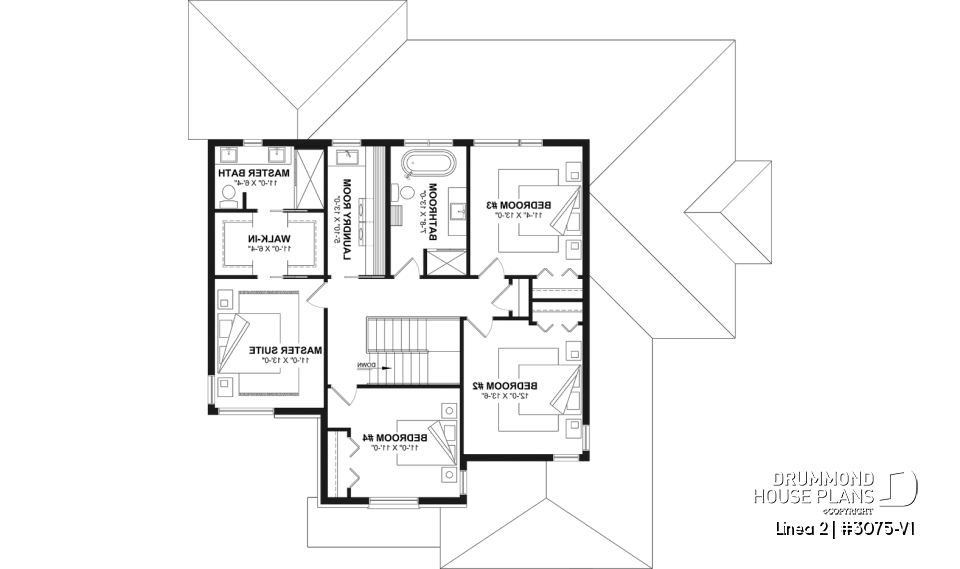 2nd level - Contemporary Multigenerational House Plan with Private In-law Suite, 4-5 Bedrooms, Optional Finished Basement - Linea 2