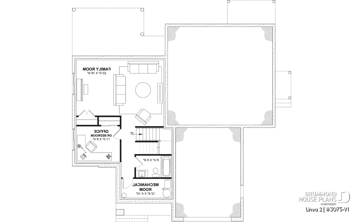 Finished basement (Optional $) - Contemporary Multigenerational House Plan with Private In-law Suite, 4-5 Bedrooms, Optional Finished Basement - Linea 2