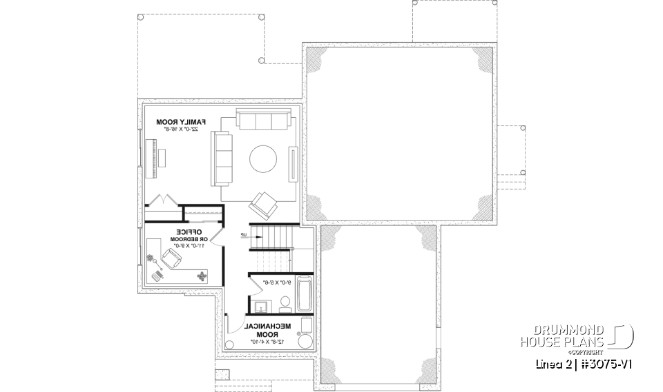 Finished basement (Optional $) - Contemporary Multigenerational House Plan with Private In-law Suite, 4-5 Bedrooms, Optional Finished Basement - Linea 2
