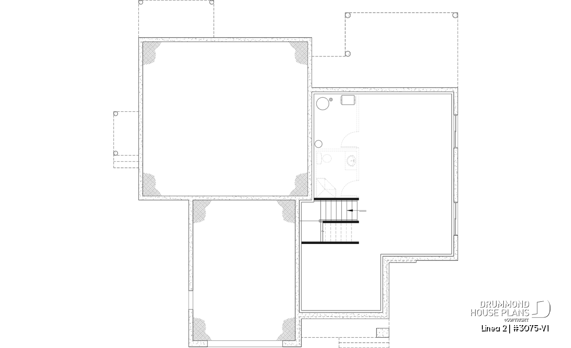 Unfinished basement - Contemporary Multigenerational House Plan with Private In-law Suite, 4-5 Bedrooms, Optional Finished Basement - Linea 2