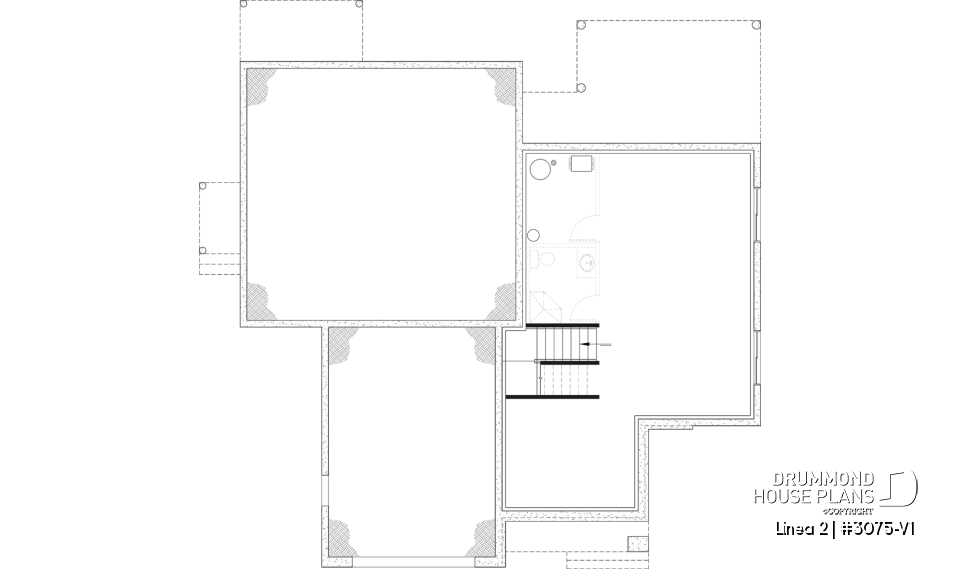 Unfinished basement - Contemporary Multigenerational House Plan with Private In-law Suite, 4-5 Bedrooms, Optional Finished Basement - Linea 2