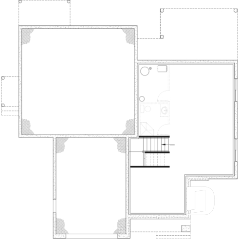 Unfinished basement - Contemporary Multigenerational House Plan with Private In-law Suite, 4-5 Bedrooms, Optional Finished Basement - Linea 2