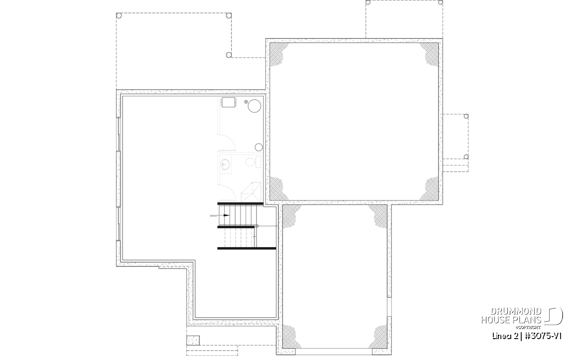 Unfinished basement - Contemporary Multigenerational House Plan with Private In-law Suite, 4-5 Bedrooms, Optional Finished Basement - Linea 2