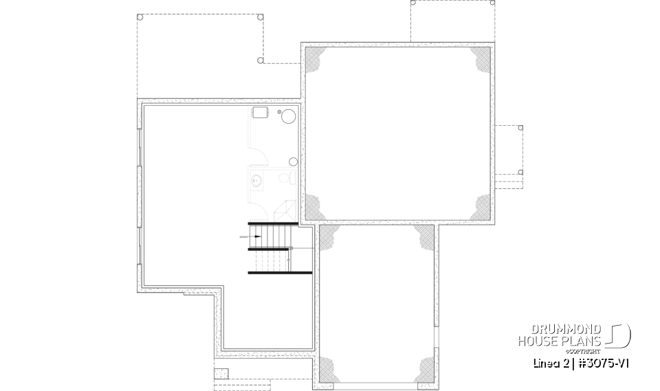 Unfinished basement - Contemporary Multigenerational House Plan with Private In-law Suite, 4-5 Bedrooms, Optional Finished Basement - Linea 2