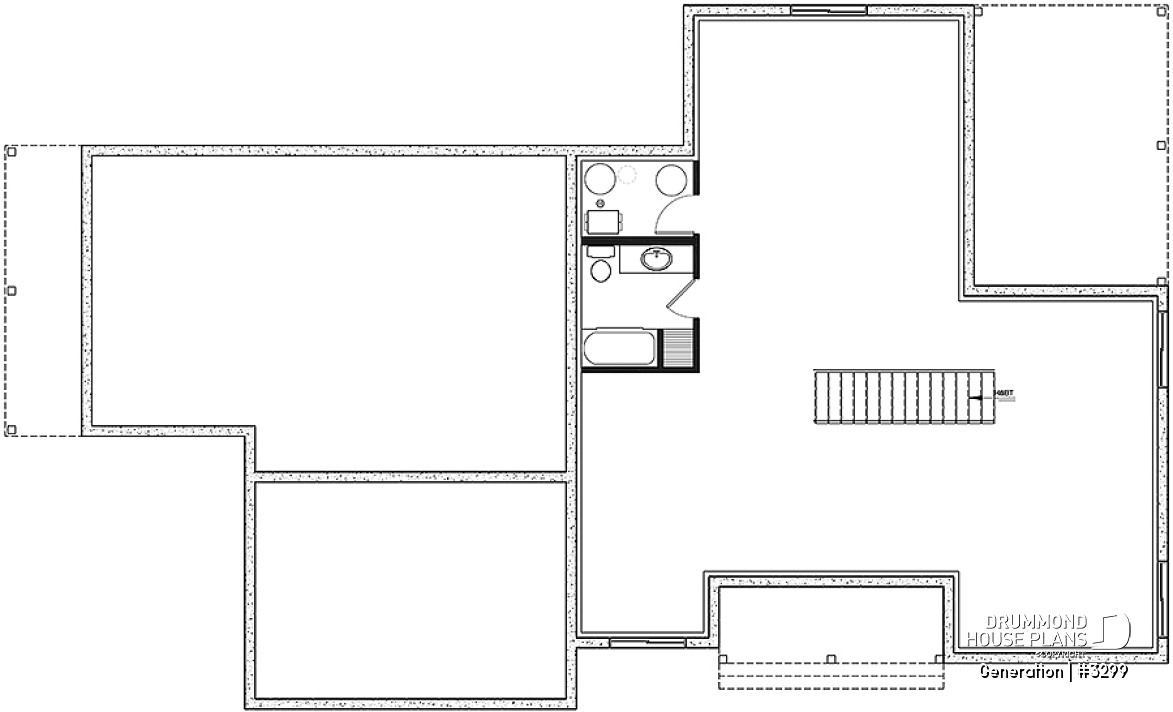 Basement - Multi generational Farmhouse house plan with garage, great open concept on both unit, covered patio &amp; balcony - Generation