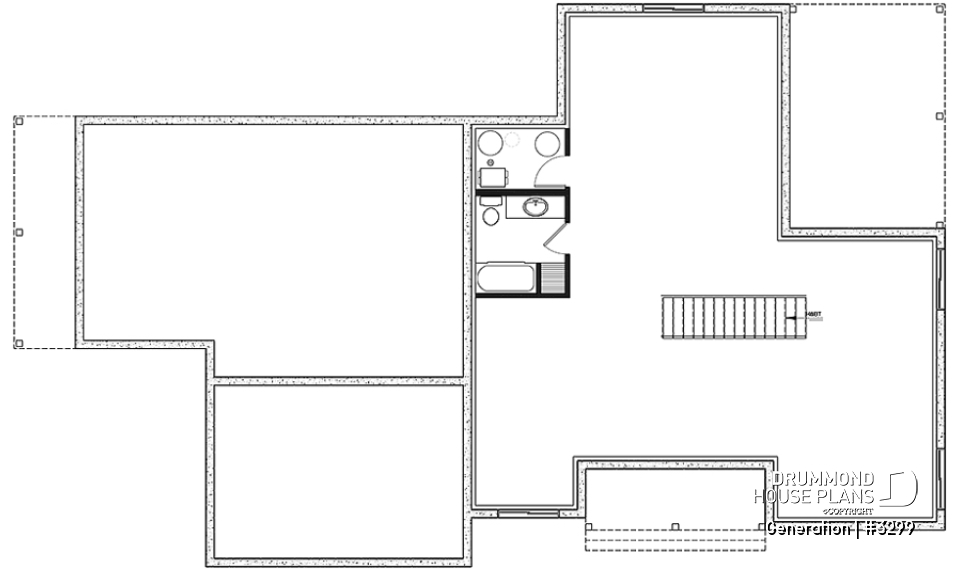 Basement - Multi generational Farmhouse house plan with garage, great open concept on both unit, covered patio &amp; balcony - Generation