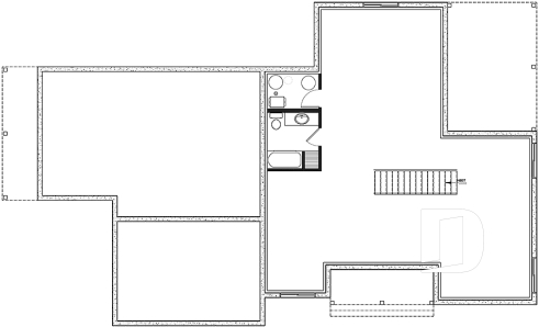 Basement - Multi generational Farmhouse house plan with garage, great open concept on both unit, covered patio & balcony - Generation