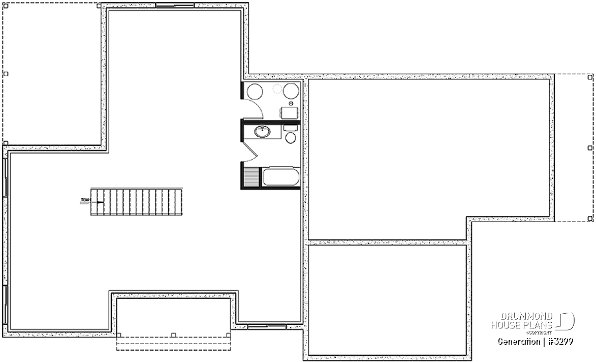 Basement - Multi generational Farmhouse house plan with garage, great open concept on both unit, covered patio &amp; balcony - Generation