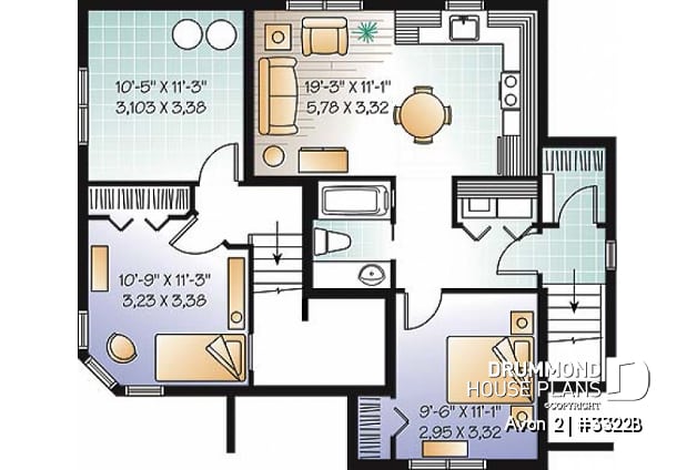 Basement - Affordable 3 to 4 split level house plan with a one-bedroom basement appartment - Avon 2