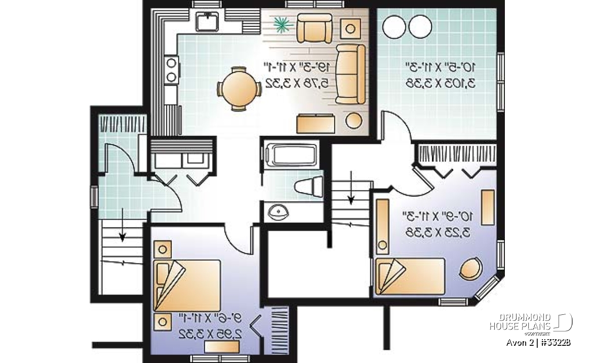 Basement - Affordable 3 to 4 split level house plan with a one-bedroom basement appartment - Avon 2