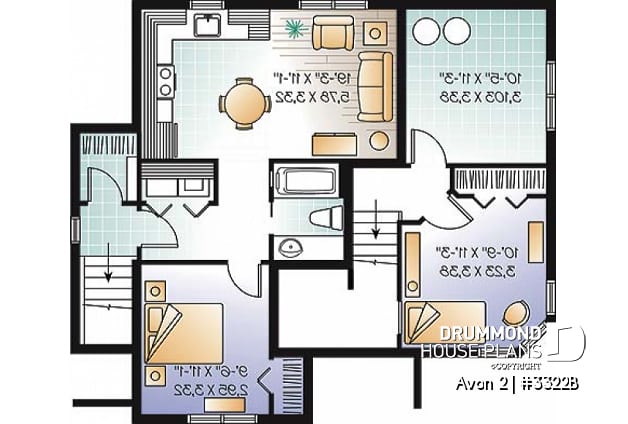 Basement - Affordable 3 to 4 split level house plan with a one-bedroom basement appartment - Avon 2