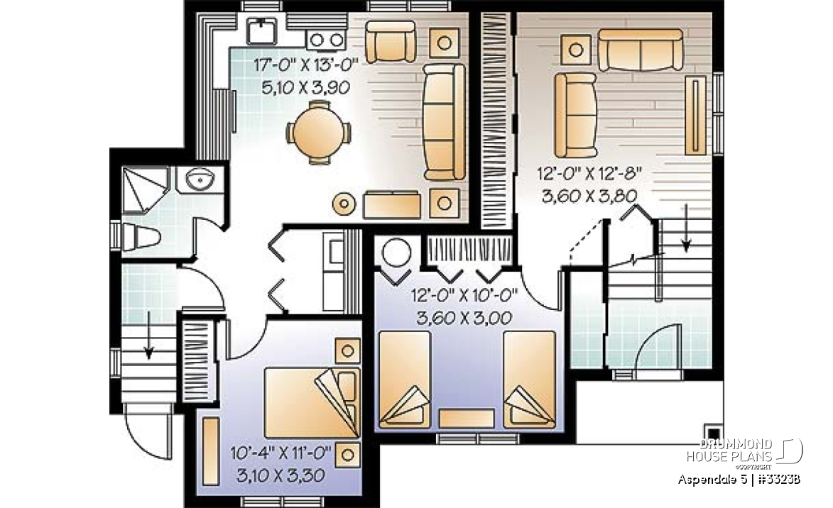 Basement - 3 to 4 bedroom split level house plan with basement appartment, 2 family rooms for main apartement, open floor - Aspendale 5