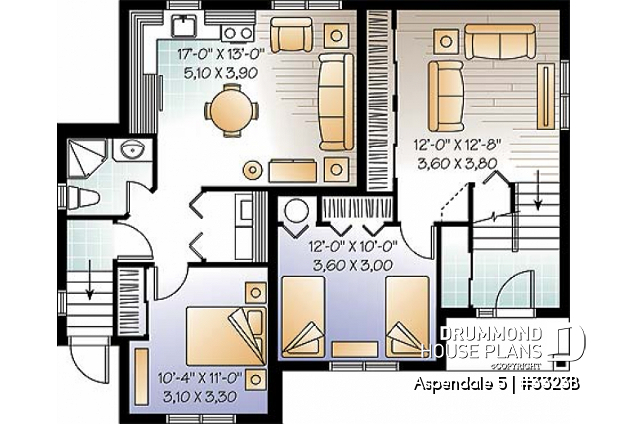 Basement - 3 to 4 bedroom split level house plan with basement appartment, 2 family rooms for main apartement, open floor - Aspendale 5