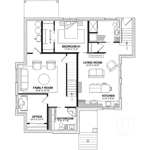 Basement - Single storey with a one-bedroom bachelor in the daylight basement, ideal for first-home buyers! - Duo