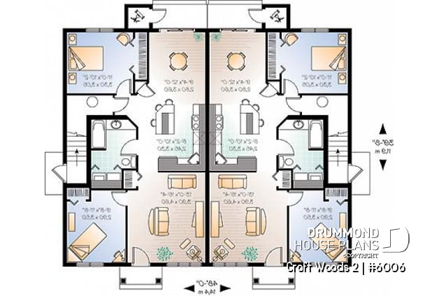 1st level - 4 unit apartment building plan, 2 bedrooms and laundry room on each apt., kitchen island and more! - Croft Woods 2