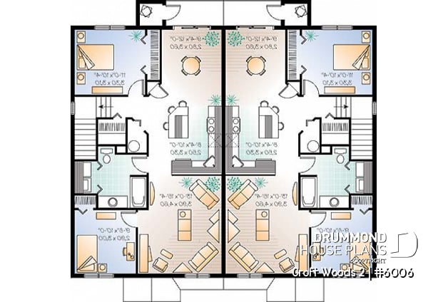 2nd level - 4 unit apartment building plan, 2 bedrooms and laundry room on each apt., kitchen island and more! - Croft Woods 2