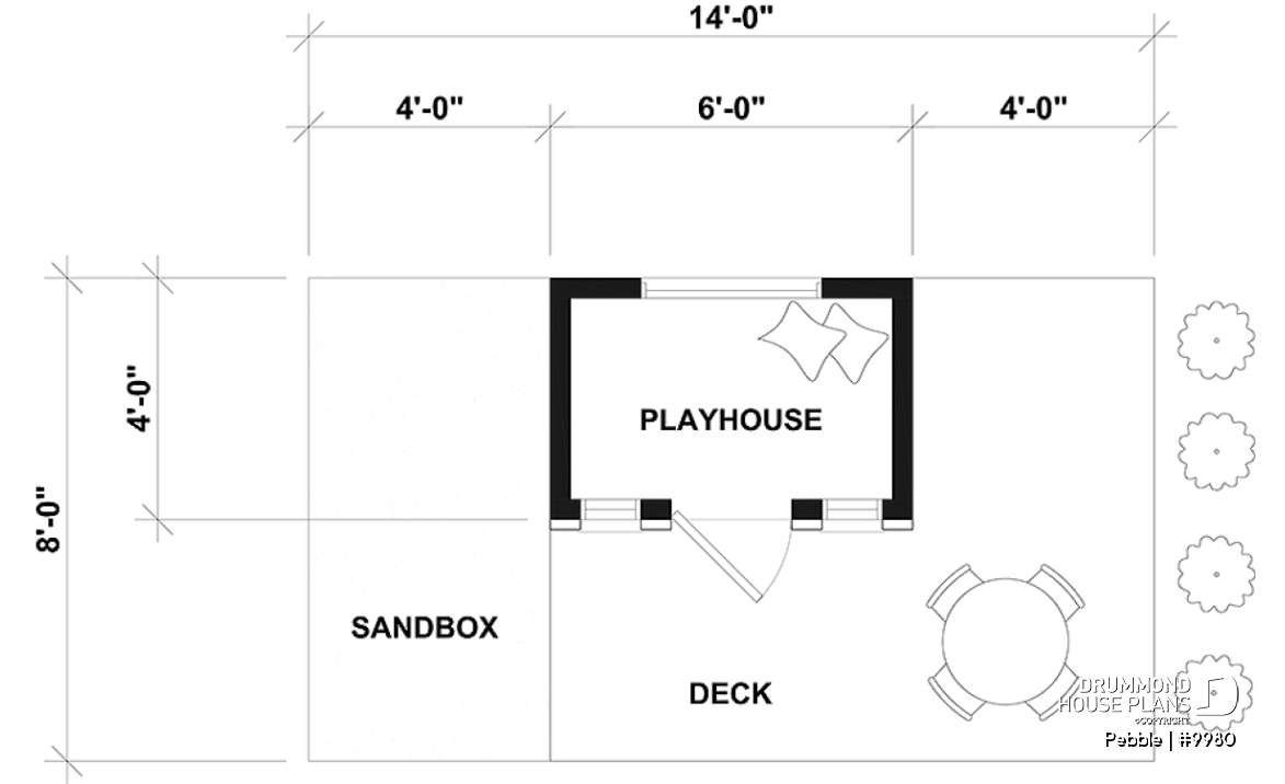 1st level - Free DIY playhouse plan for children - Country-style tiny home - Pebble