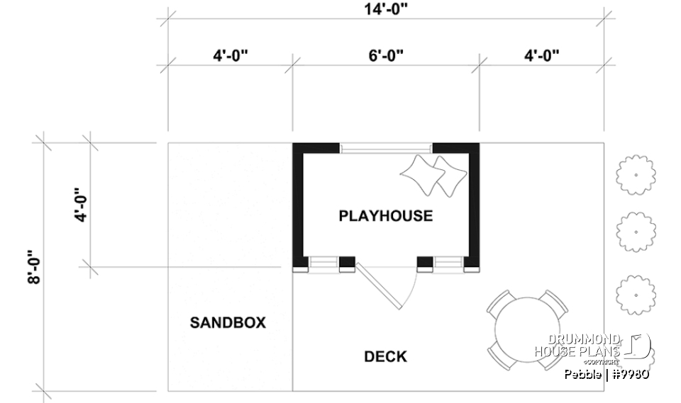 1st level - Free DIY playhouse plan for children - Country-style tiny home - Pebble