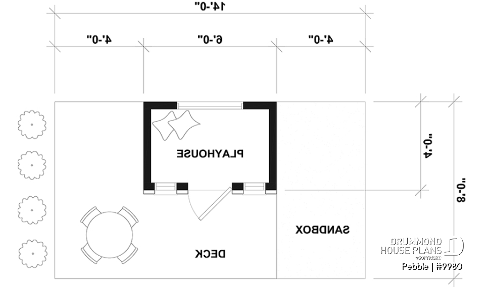 1st level - Free DIY playhouse plan for children - Country-style tiny home - Pebble